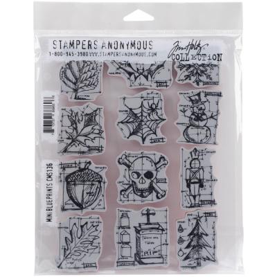 Stampers Anonymous Tim Holtz Cling Stamps - Mini Blueprint